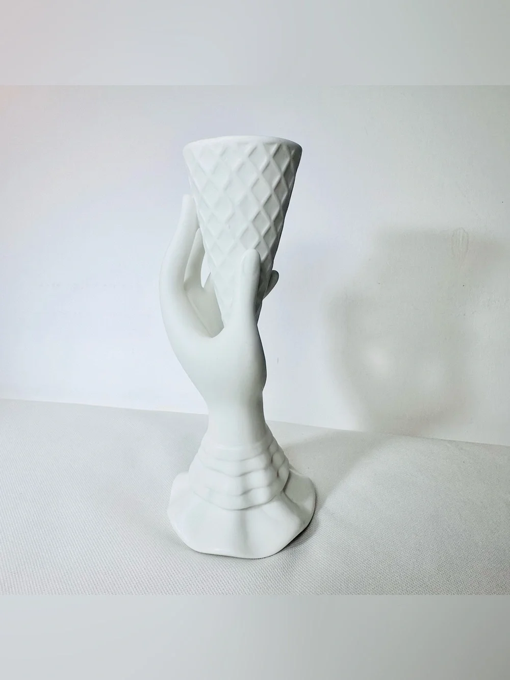 Jonathan Adler Muse I-Scream Ice Cream Cone Hand Vase White Matte Ceramic Decor